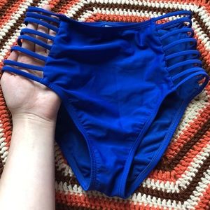 High waisted ribbed swim bottoms